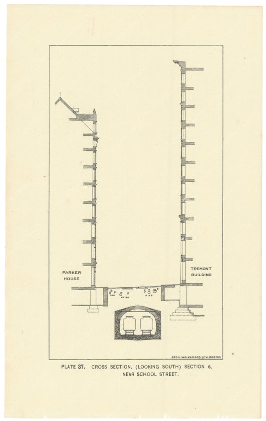 BTC Annual Report 02, 1896 Plate 37: Subway Cross Section, Tremont at School Streets