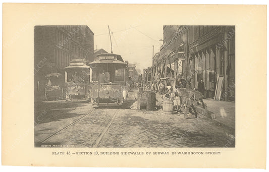 BTC Annual Report 02, 1896 Plate 45: Building Subway Sidewalls in Washington Street