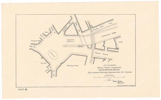 BTC Annual Report 02, 1896 Plate 48: Charlestown Bridge, Proposed Approach at City Square
