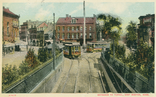 Streetcars at Maverick Square, East Boston, Massachusetts Circa 1905