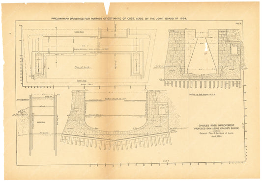 Charles River Dam Report 1903: Preliminary Drawing No 2, April 1894