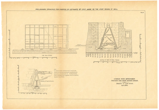 Charles River Dam Report 1903: Preliminary Drawing No 4, April 1894