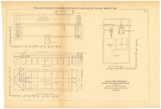 Charles River Dam Report 1903: Preliminary Drawing No 5, April 1894
