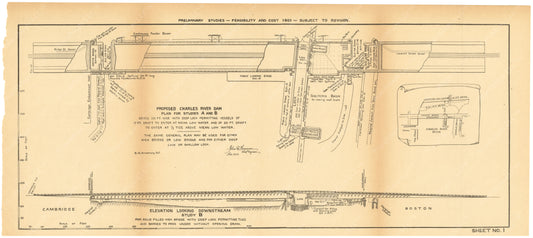 Charles River Dam Report 1903 Sheet 001: Studies A and B