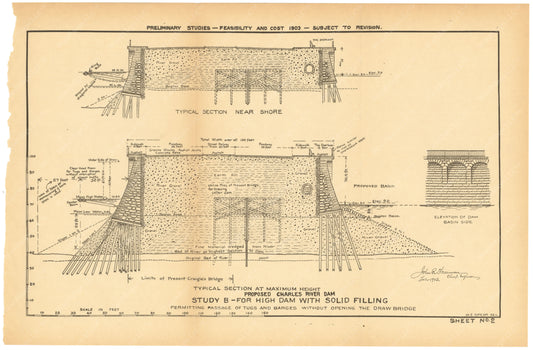 Charles River Dam Report 1903 Sheet 002: Study B