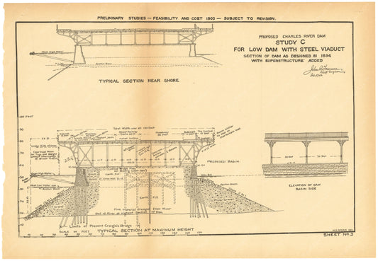 Charles River Dam Report 1903 Sheet 003: Study C
