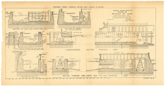 Charles River Dam Report 1903 Sheet 005: Study B Lock Details
