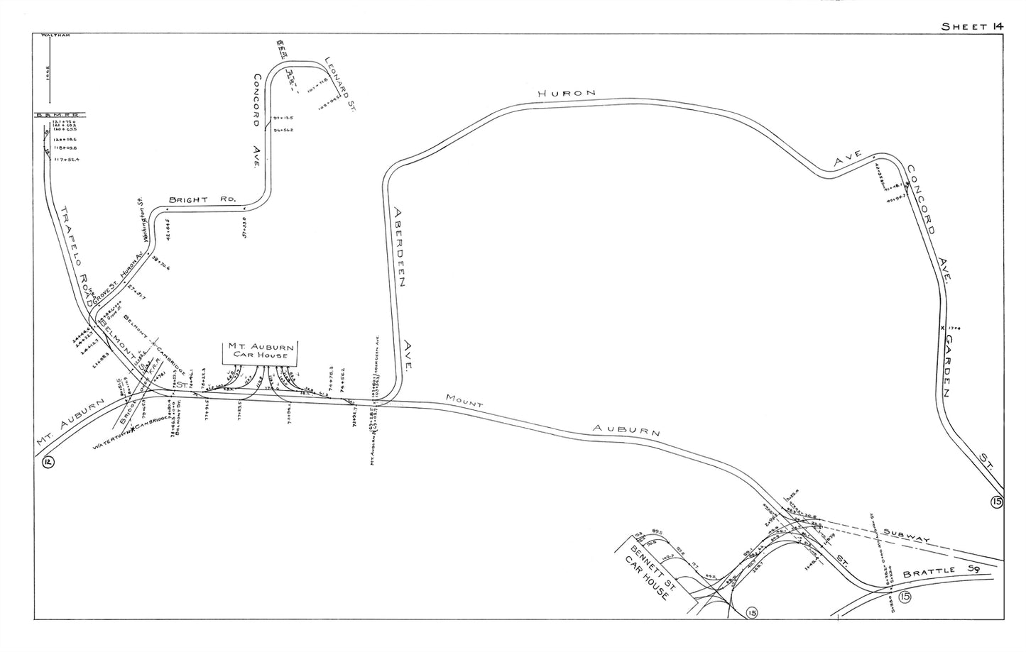 Boston Elevated Railway Co. Track Plans 1915 Plate 14: Cambridge
