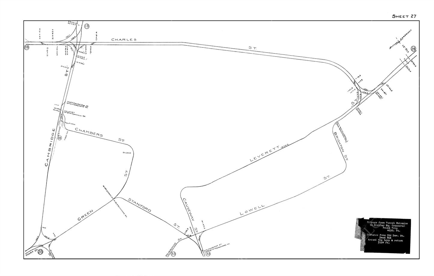 Boston Elevated Railway Co. Track Plans 1915 Plate 27: Boston - West End