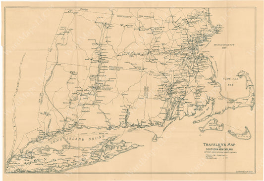 Traveler's Trolley Map of Southern New England 1899
