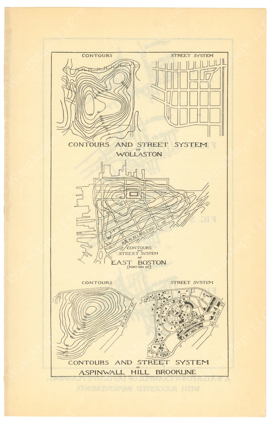 Boston and Brookline, Massachusetts 1909: Contours and Street Systems