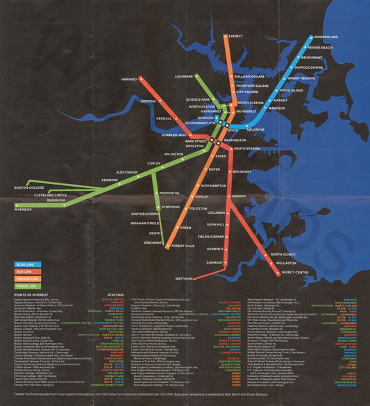 MBTA Rapid Transit Brochure Map 1974