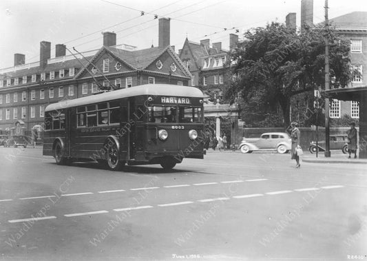 Trackless Trolley in Harvard Square, June 1, 1936