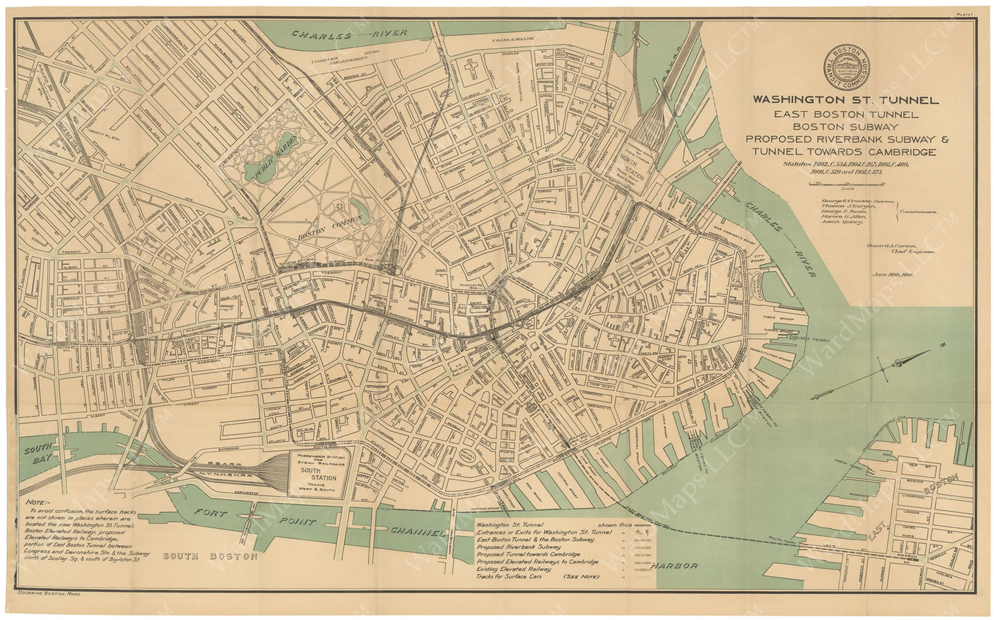 BTC Annual Report 14, 1908 Plate 01: Downtown Transit Map